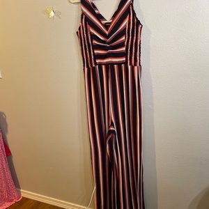 NWOT Torrid Jumpsuit. Sz 0X. Red, Navy, White stripped